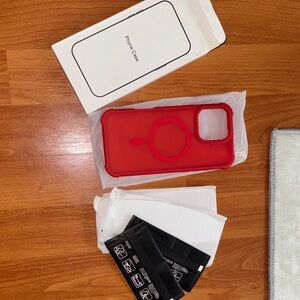 Red iPhone 16 pro max  Case with MagSafe Compatibility+ 2 x screen protector